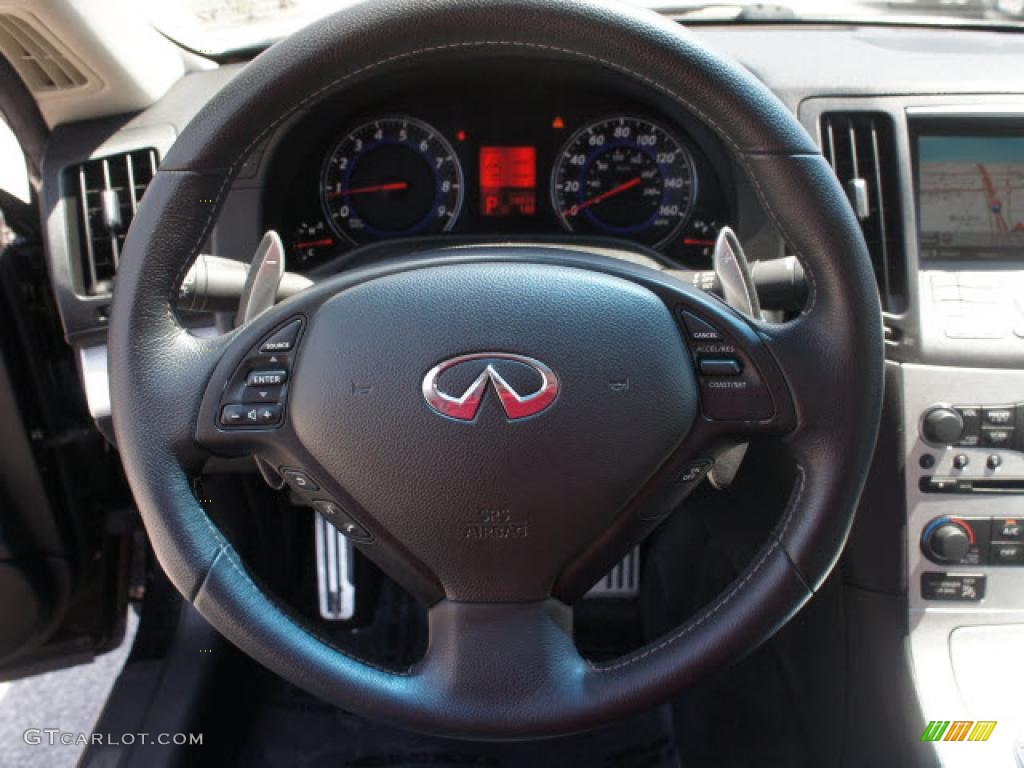 2008 Infiniti G 37 S Sport Coupe Graphite Steering Wheel Photo #48271228