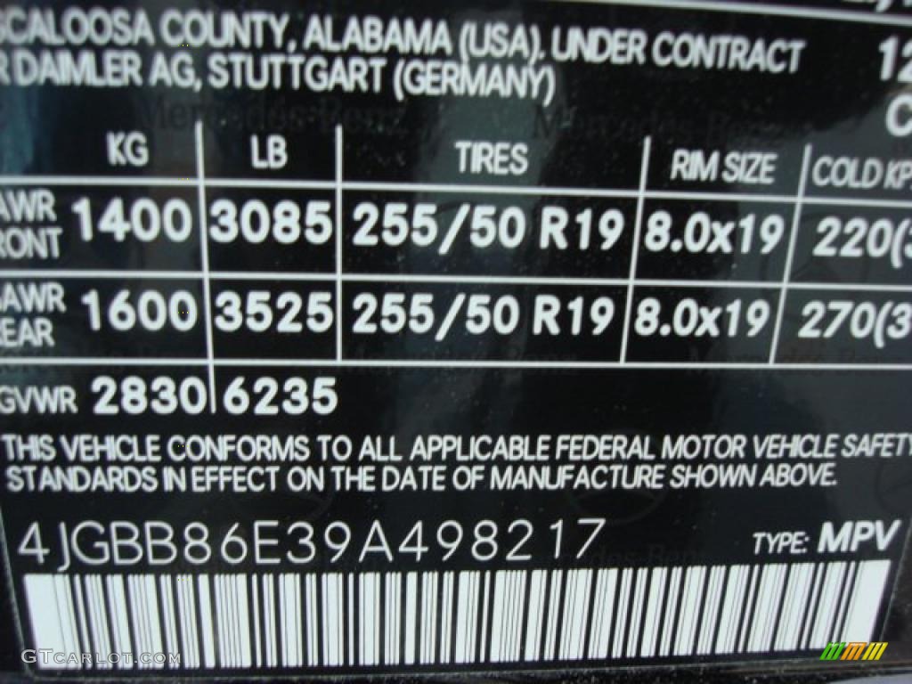 2009 Mercedes-Benz ML 350 4Matic Info Tag Photo #48276097