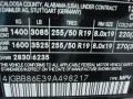 2009 Mercedes-Benz ML 350 4Matic Info Tag