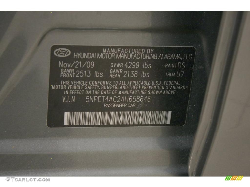 2010 Sonata GLS - Willow Gray / Gray photo #18