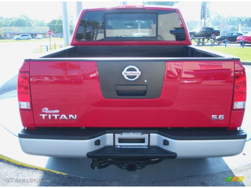 2009 Titan XE Crew Cab - Red Alert / Almond photo #4