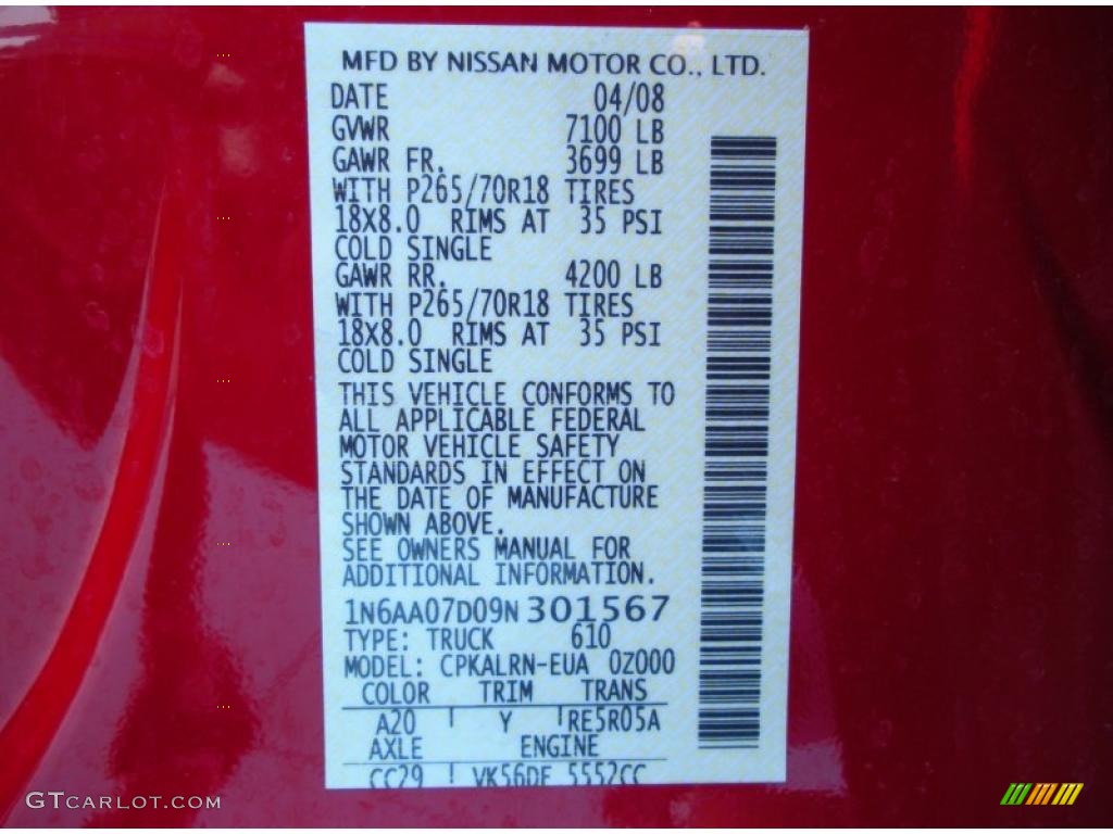2009 Nissan color codes #8