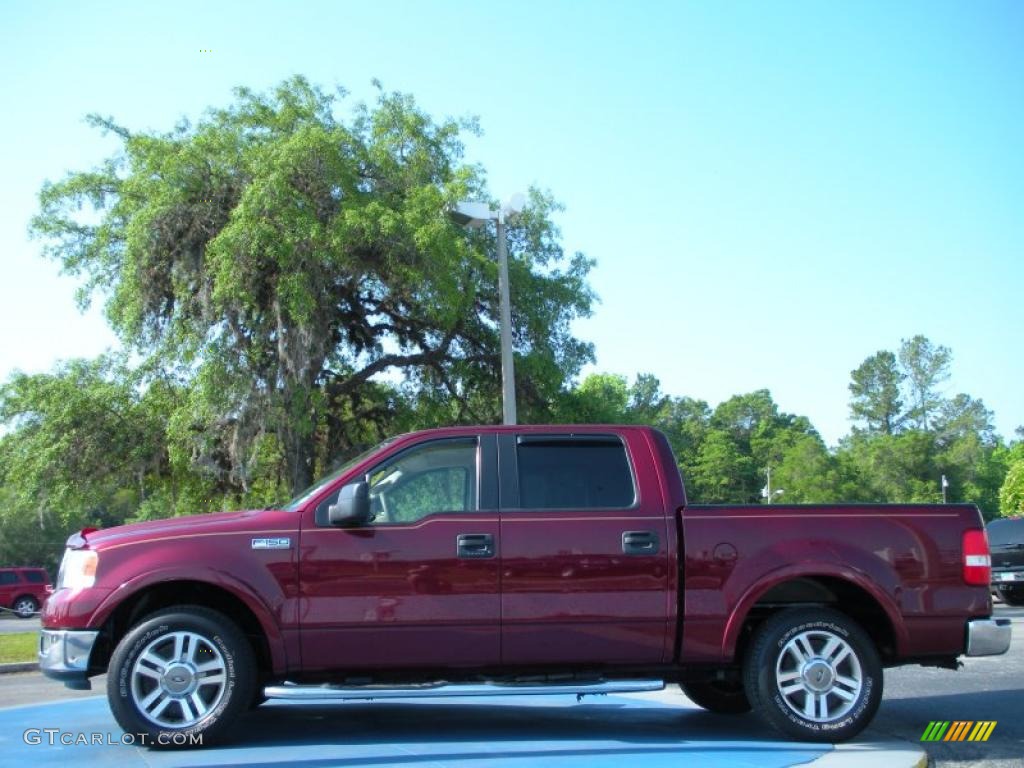 2005 F150 Lariat SuperCrew - Dark Toreador Red Metallic / Tan photo #2