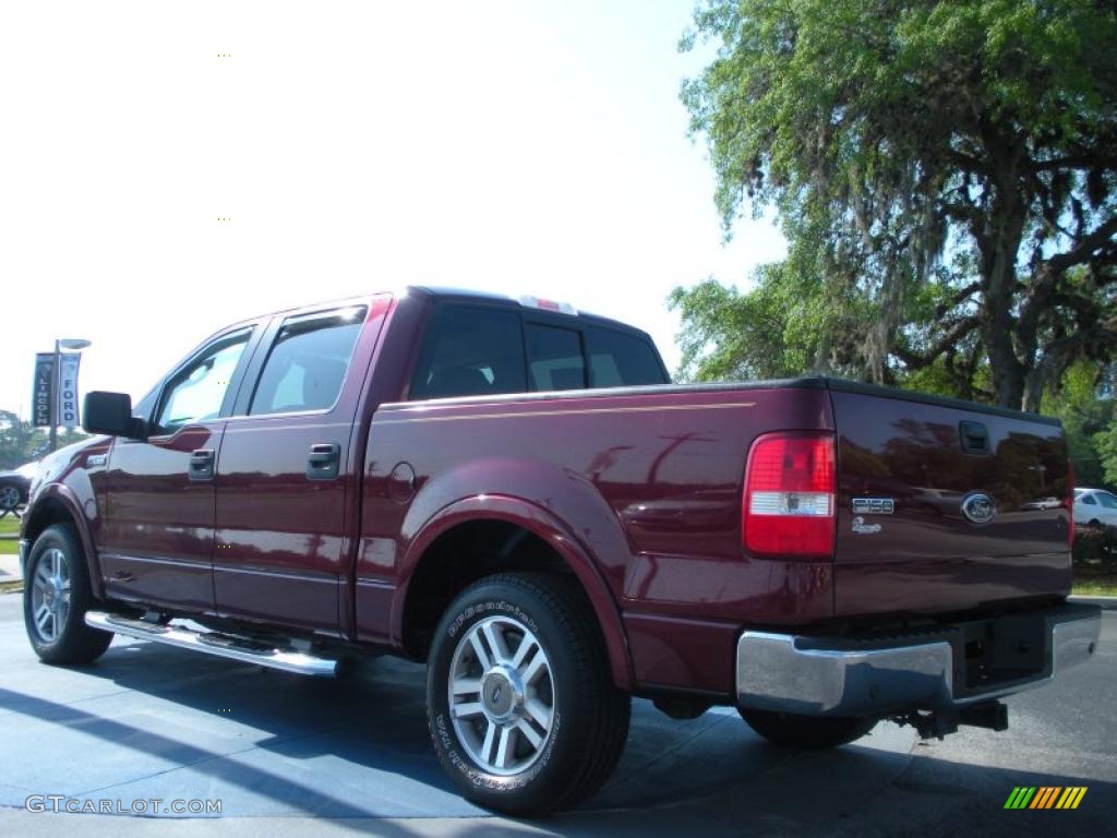 2005 F150 Lariat SuperCrew - Dark Toreador Red Metallic / Tan photo #3