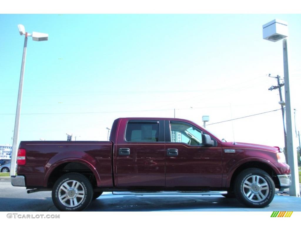 2005 F150 Lariat SuperCrew - Dark Toreador Red Metallic / Tan photo #6