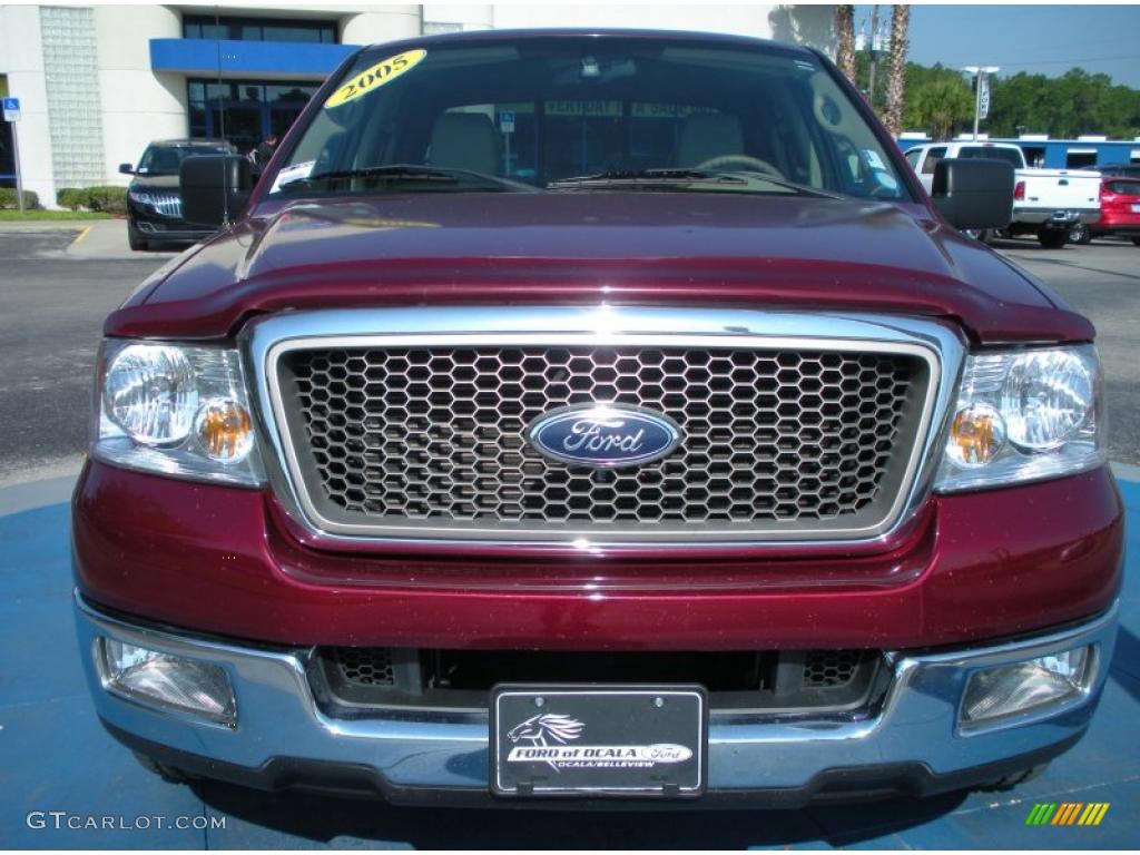 2005 F150 Lariat SuperCrew - Dark Toreador Red Metallic / Tan photo #8