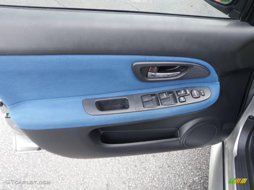 2007 Subaru Impreza WRX STi Blue Alcantara Door Panel Photo #48286420