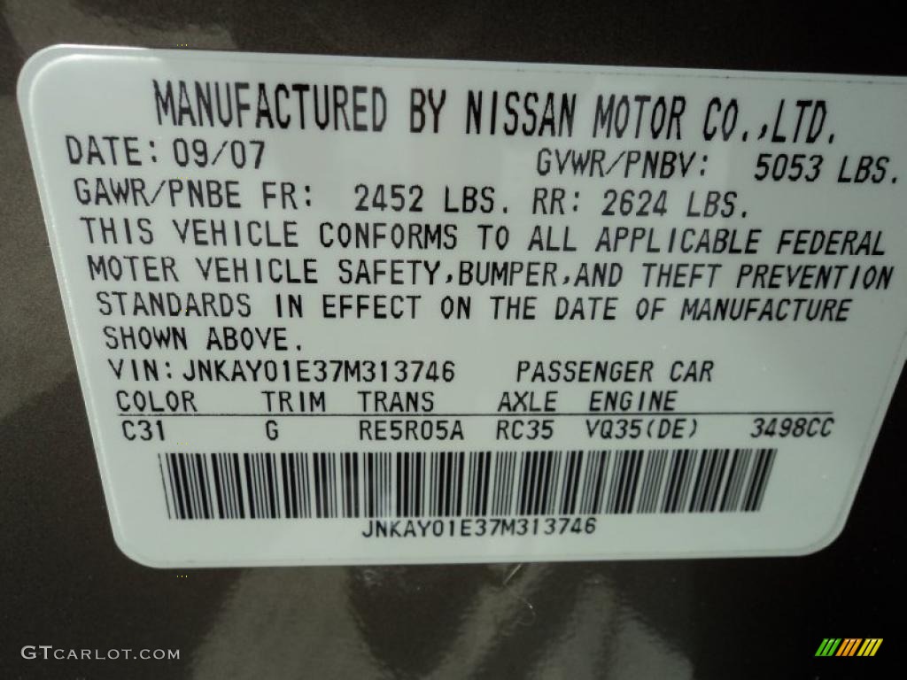 2007 M Color Code C31 for Umbria Gray Metallic Photo #48288433