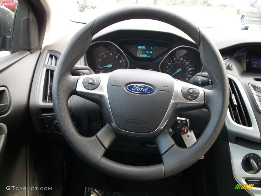 2012 Ford Focus SE SFE Sedan Charcoal Black Steering Wheel Photo #48291168