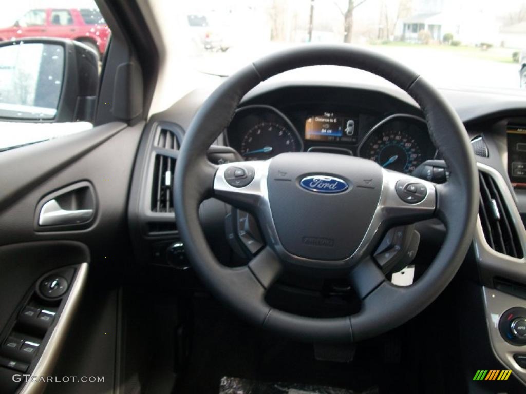 2012 Ford Focus SEL Sedan Charcoal Black Steering Wheel Photo #48291325