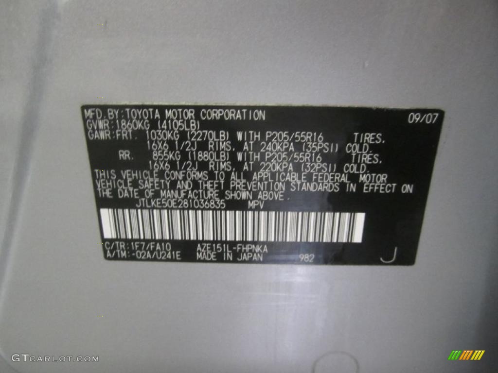 2008 xB Color Code 1F7 for Classic Silver Metallic Photo #48299635