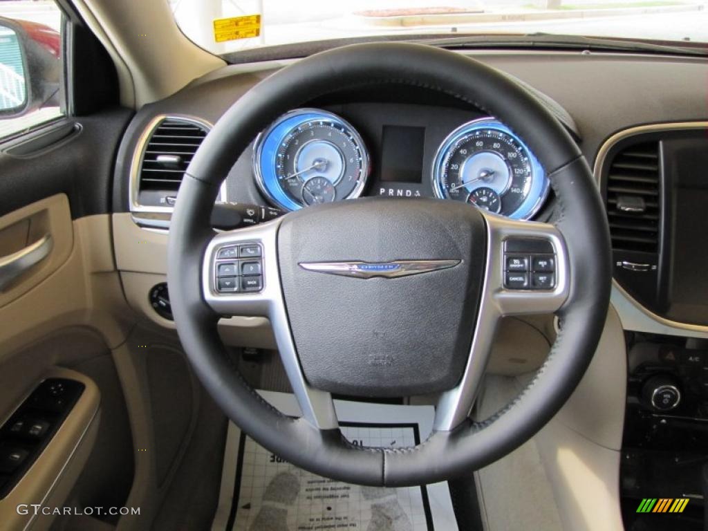 2011 Chrysler 300 Standard 300 Model Black/Light Frost Beige Steering Wheel Photo #48301627