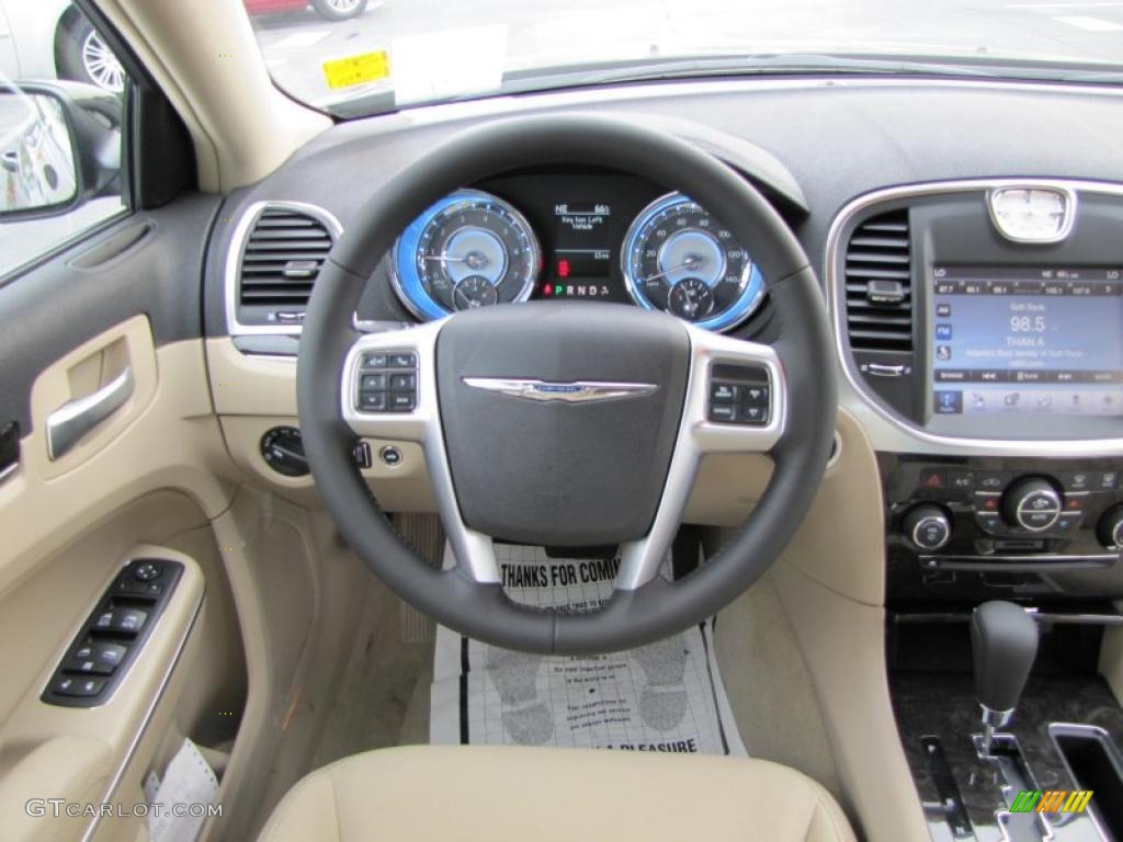 2011 Chrysler 300 Standard 300 Model Black/Light Frost Beige Steering Wheel Photo #48301807