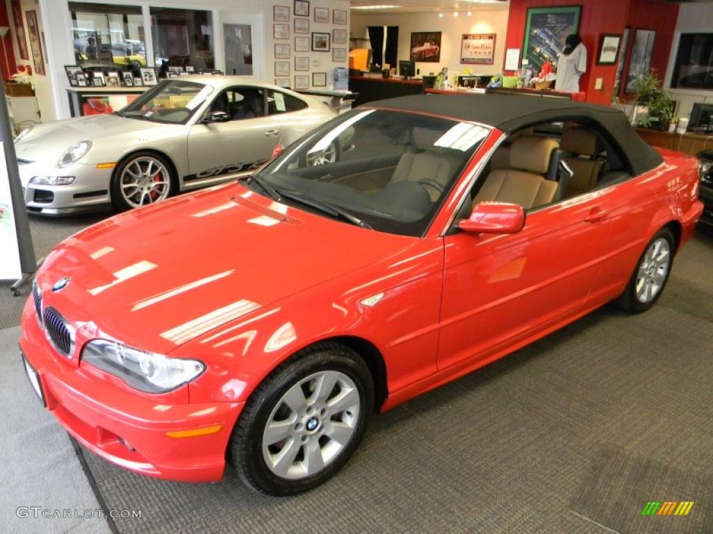 2005 3 Series 325i Convertible - Electric Red / Natural Brown photo #2