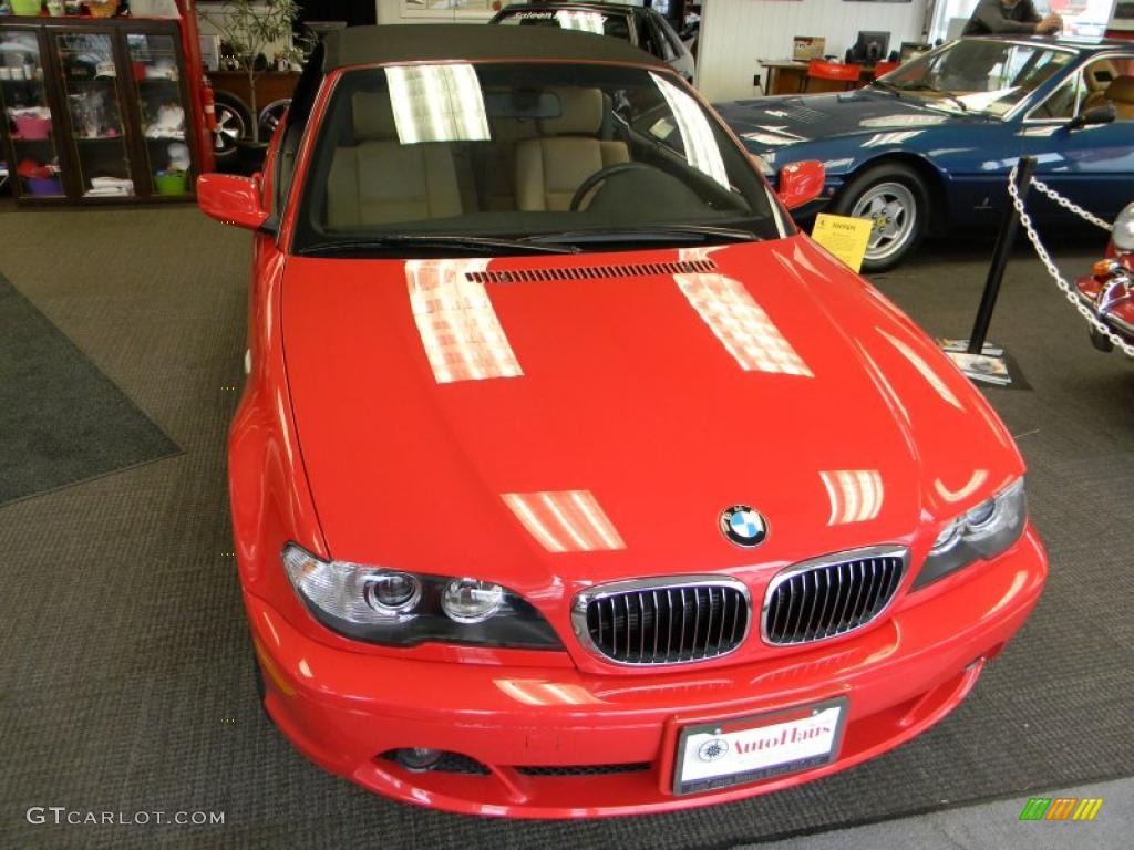 2005 3 Series 325i Convertible - Electric Red / Natural Brown photo #5