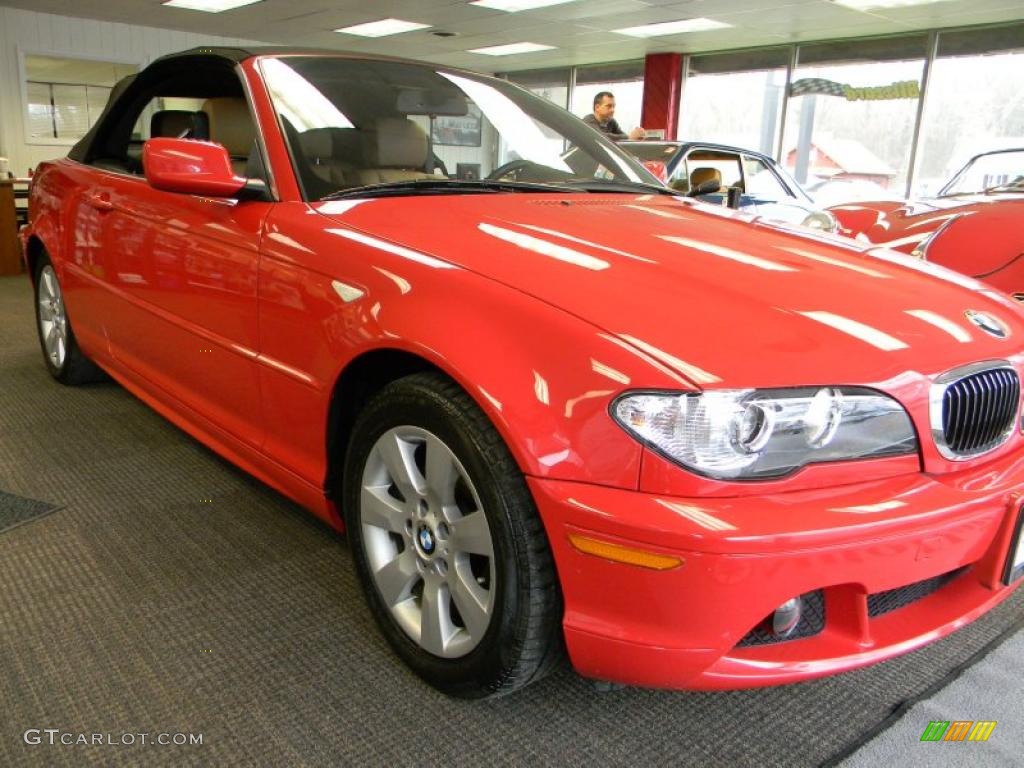 2005 3 Series 325i Convertible - Electric Red / Natural Brown photo #6