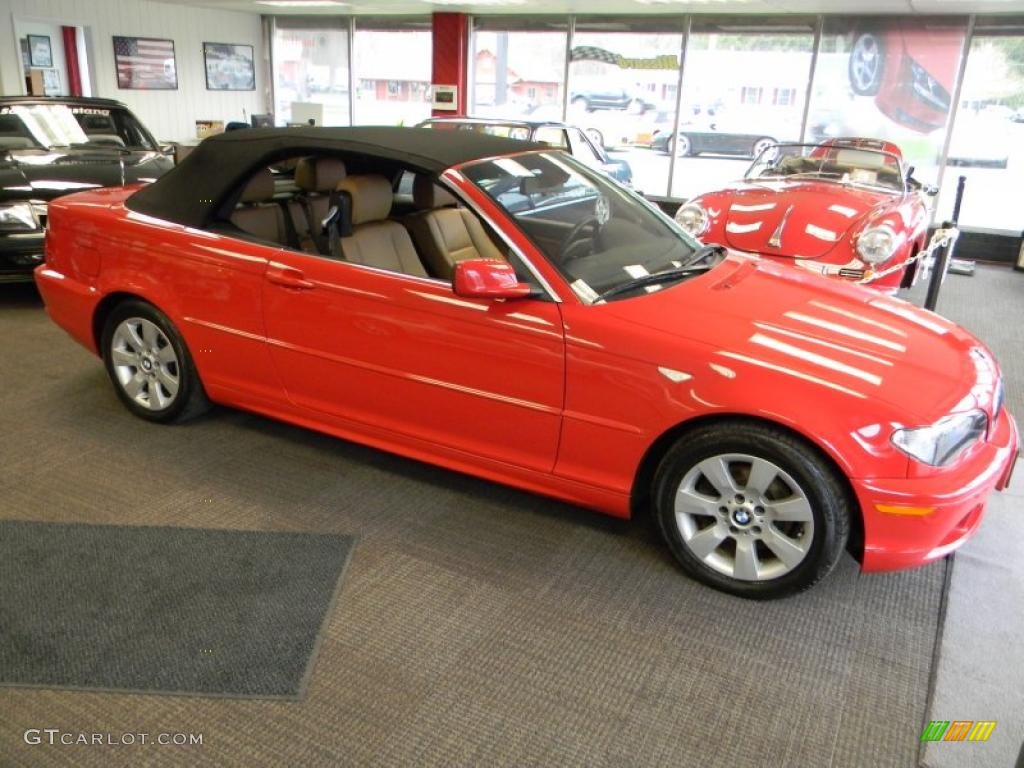 2005 3 Series 325i Convertible - Electric Red / Natural Brown photo #7