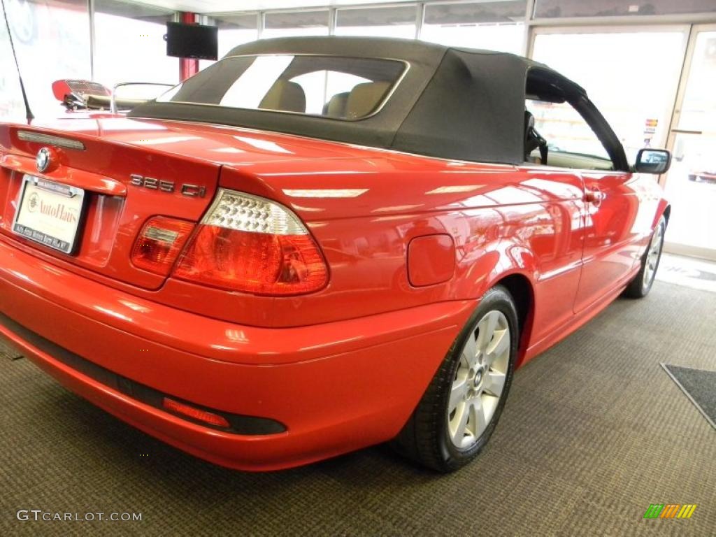 2005 3 Series 325i Convertible - Electric Red / Natural Brown photo #11