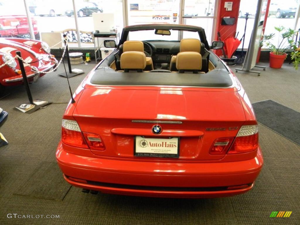 2005 3 Series 325i Convertible - Electric Red / Natural Brown photo #22