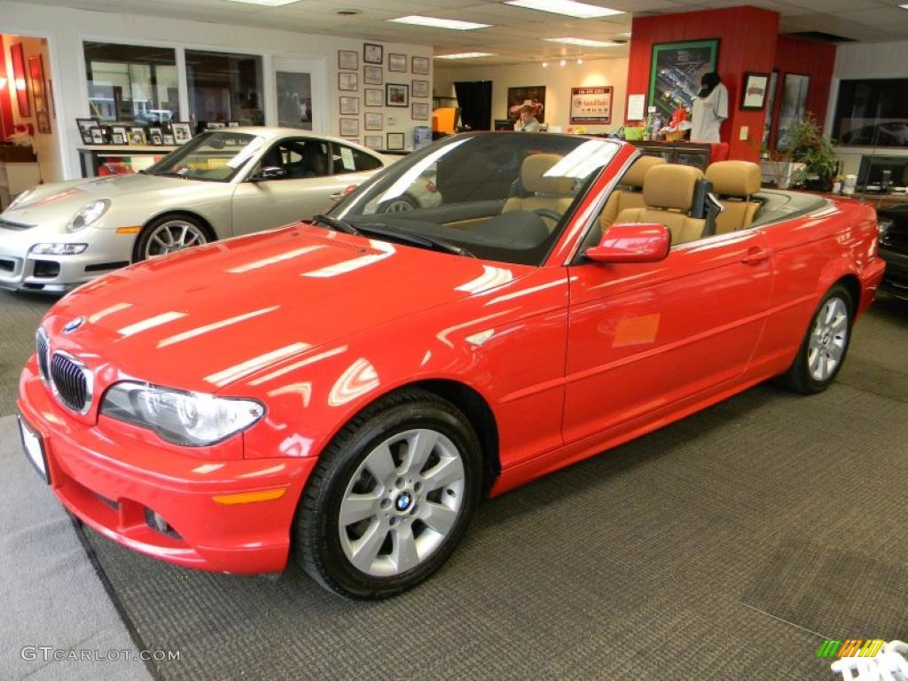 2005 3 Series 325i Convertible - Electric Red / Natural Brown photo #25