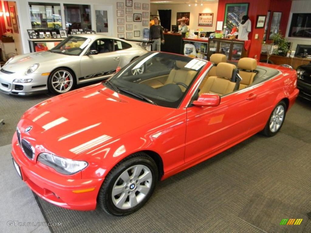 2005 3 Series 325i Convertible - Electric Red / Natural Brown photo #26