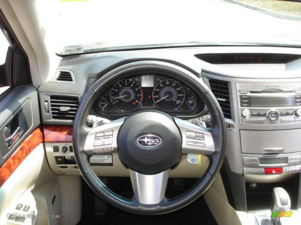 2010 Subaru Outback 3.6R Limited Wagon Warm Ivory Steering Wheel Photo #48305050