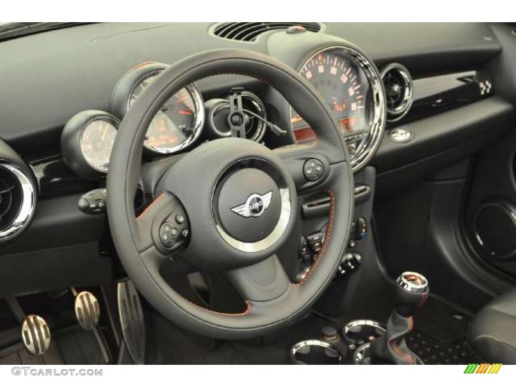 2011 Mini Cooper John Cooper Works Convertible Checkered Carbon Black/Black Steering Wheel Photo #48305479