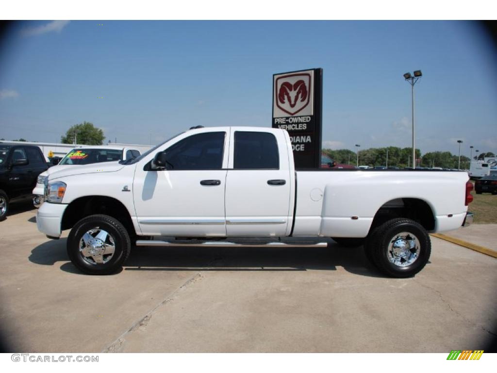 2009 Ram 3500 Laramie Quad Cab 4x4 Dually - Bright White / Khaki photo #2