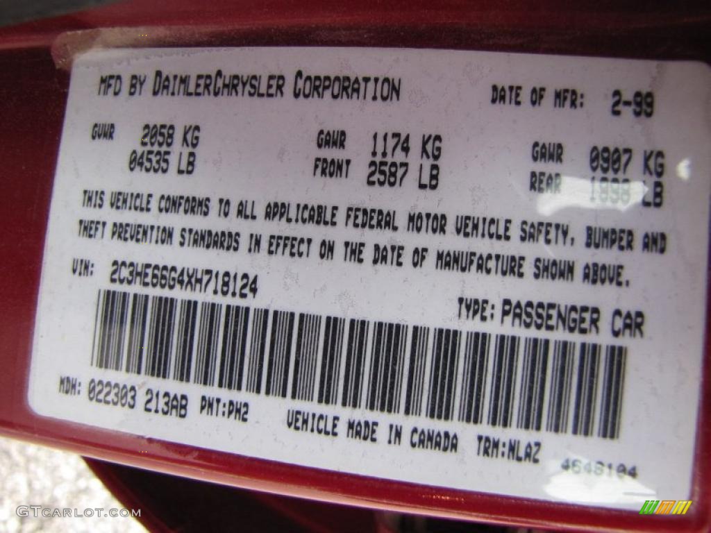 1999 Chrysler 300 M Sedan Info Tag Photo #48321449