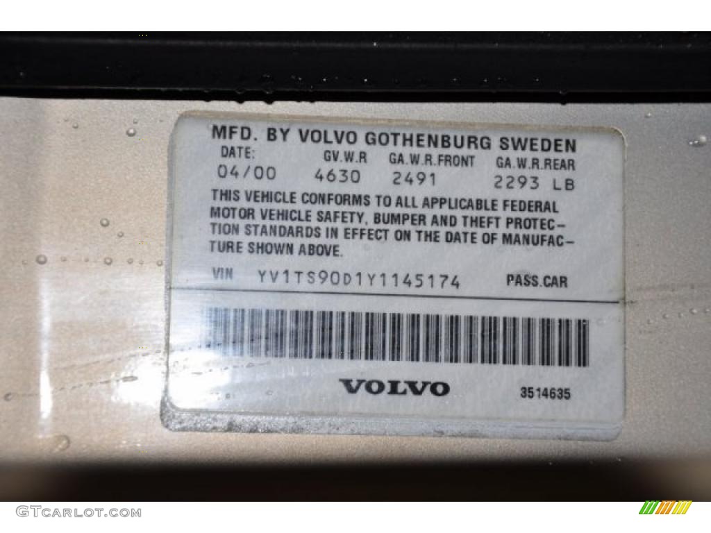 2000 Volvo S80 T6 Info Tag Photos