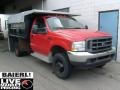 Red 2002 Ford F350 Super Duty XL Regular Cab 4x4 Dump Truck