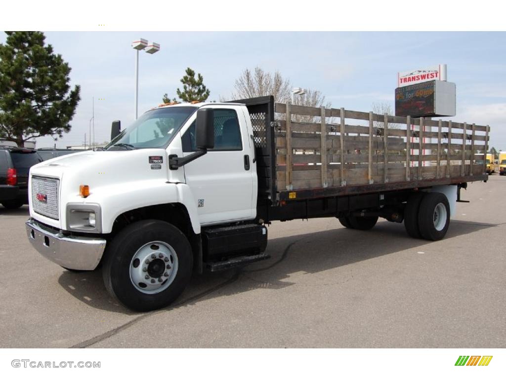 2006 C Series TopKick C7500 Regular Cab Chassis Stake Truck - White / Pewter Gray photo #1