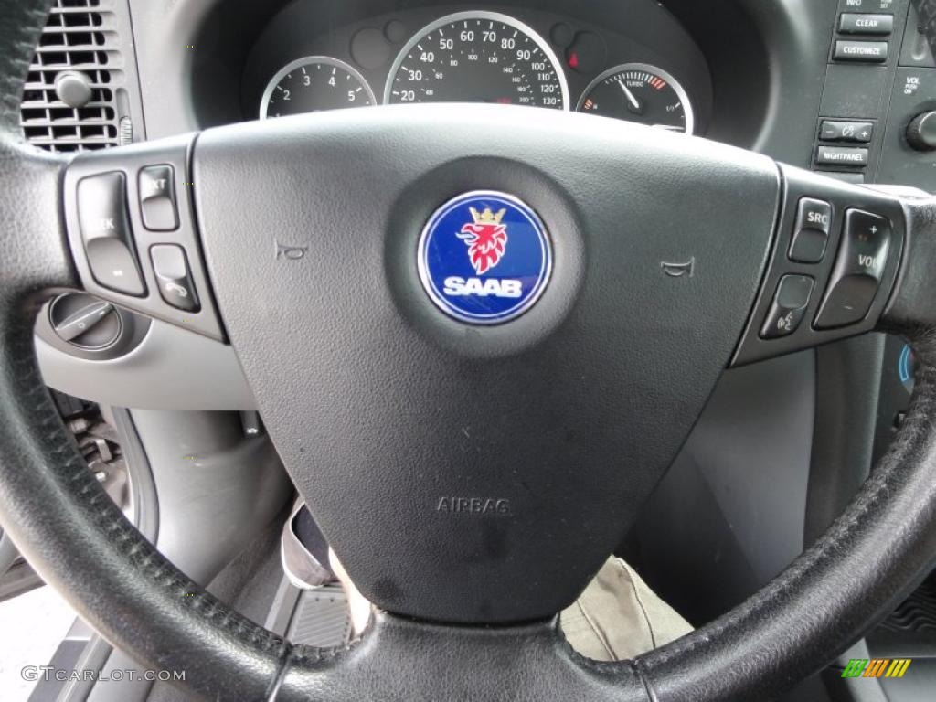 2005 Saab 9-3 Linear Sport Sedan Slate Gray Steering Wheel Photo #48343495