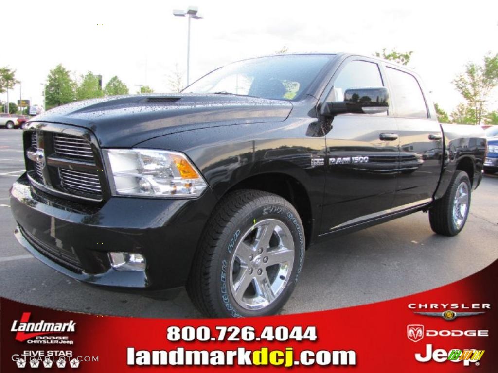 2011 Ram 1500 Sport Crew Cab - Brilliant Black Crystal Pearl / Dark Slate Gray photo #1