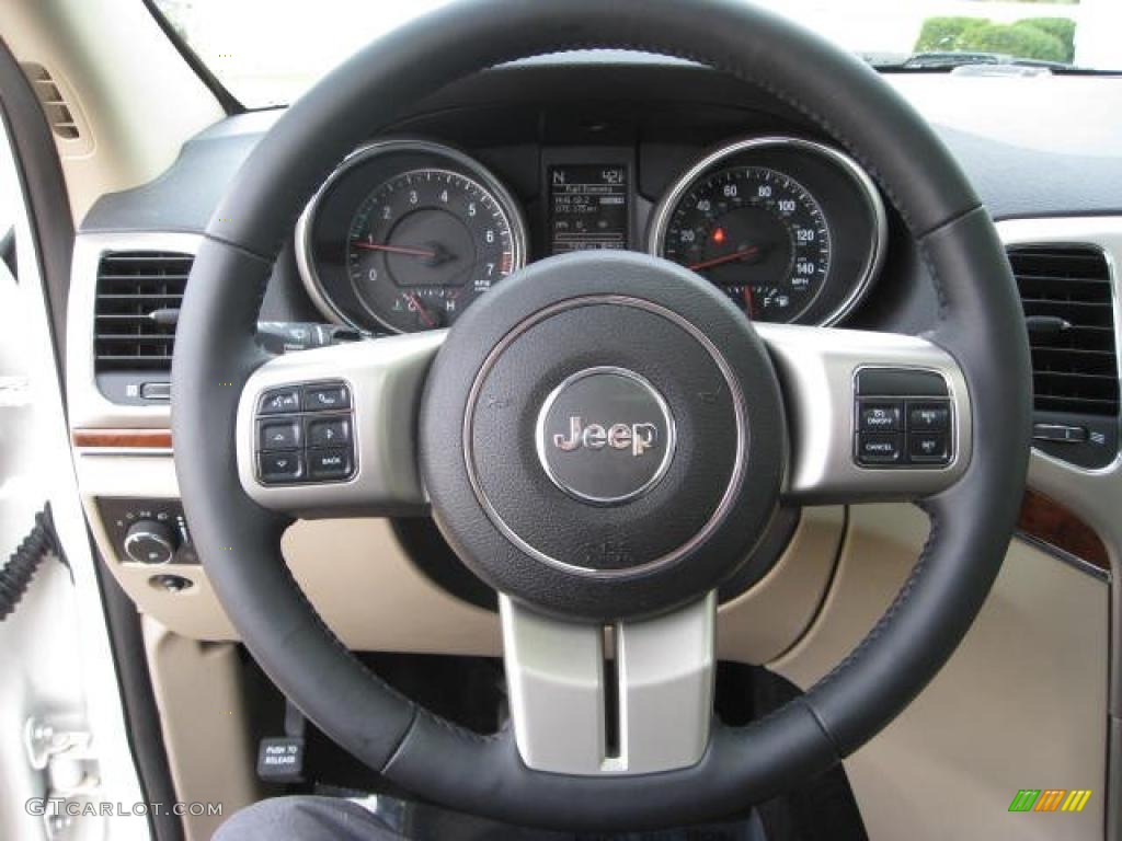 2011 Jeep Grand Cherokee Limited 4x4 Black/Light Frost Beige Steering Wheel Photo #48354898