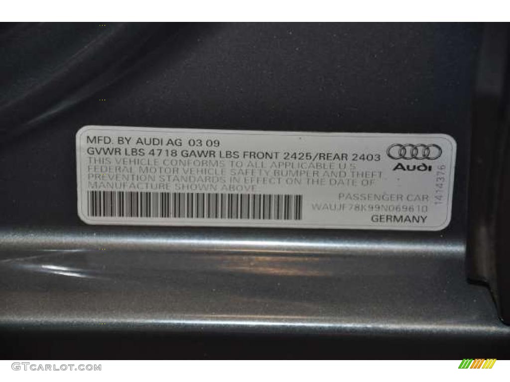 2009 Audi A4 2.0T Sedan Info Tag Photo #48354976