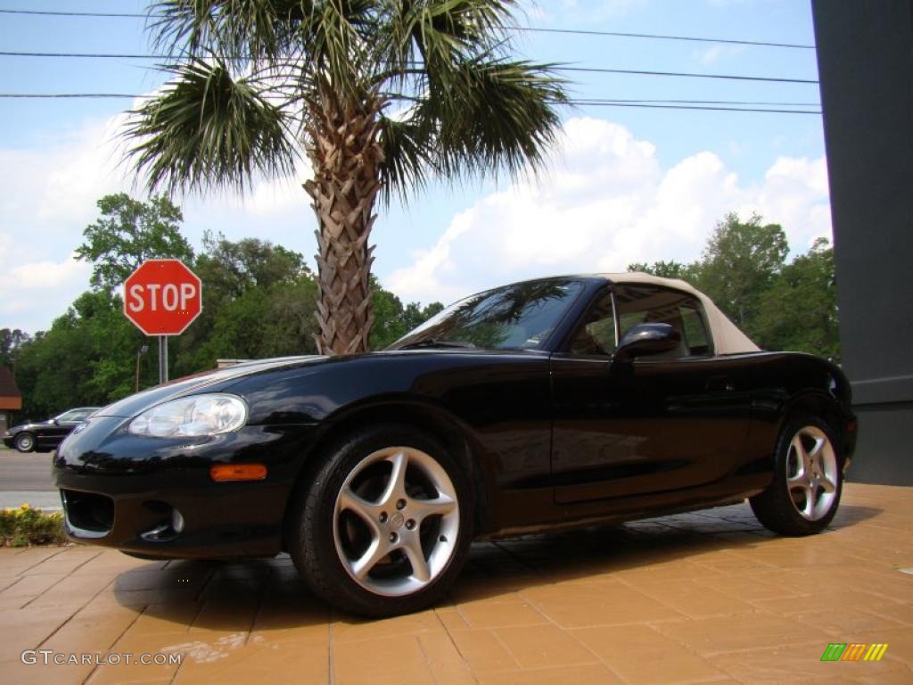 Brilliant Black 2003 Mazda MX-5 Miata LS Roadster Exterior Photo #48355861