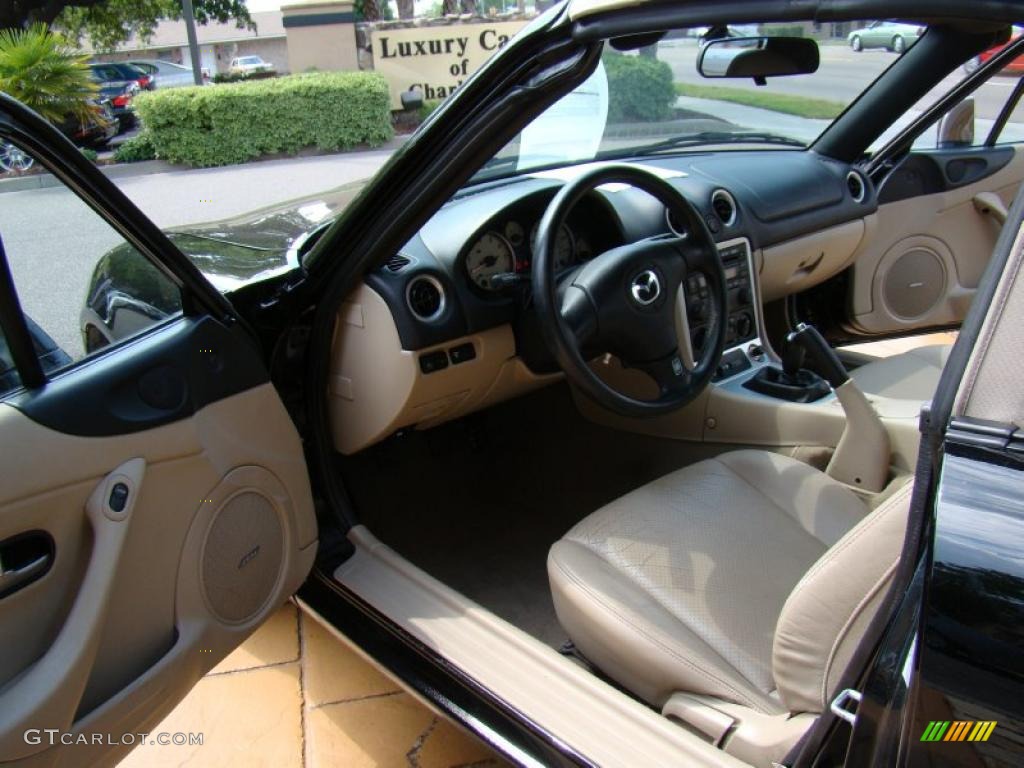 Parchment Interior 2003 Mazda MX-5 Miata LS Roadster Photo #48355954
