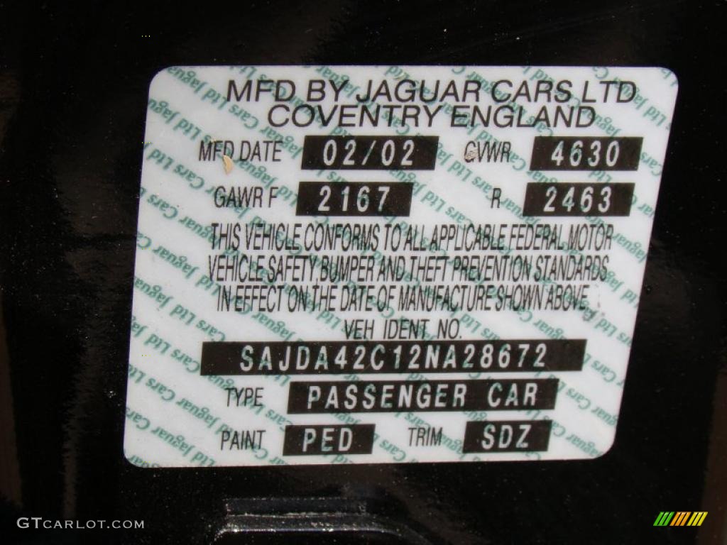 2002 XK Color Code PED for Anthracite Metallic Photo #48356692