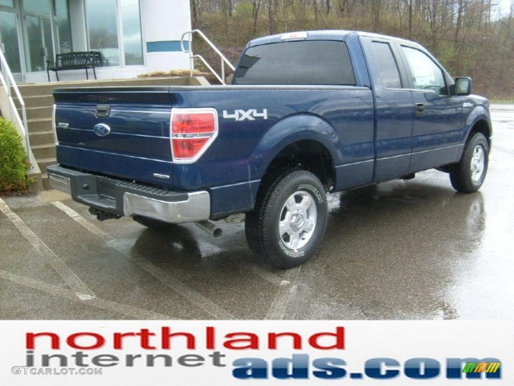 2011 F150 XLT SuperCab 4x4 - Dark Blue Pearl Metallic / Steel Gray photo #7