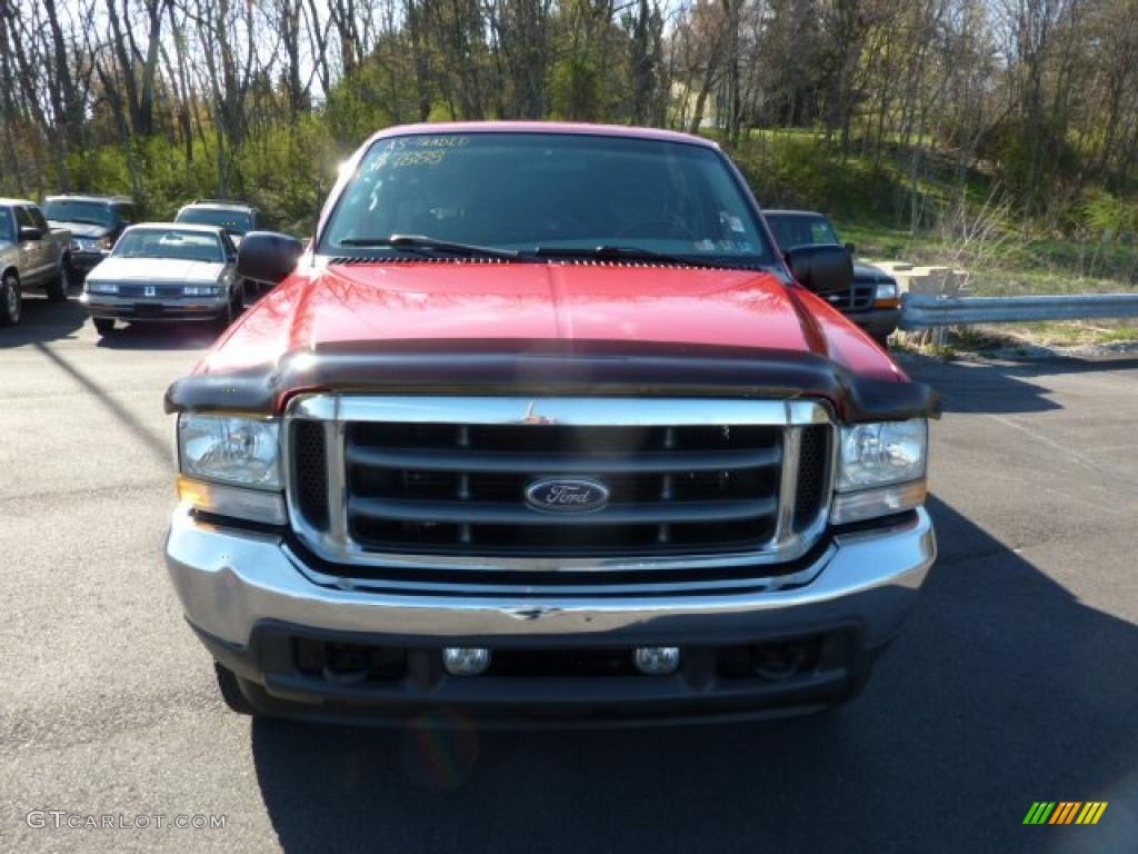 2002 F250 Super Duty XLT SuperCab 4x4 - Red Clearcoat / Medium Flint photo #2