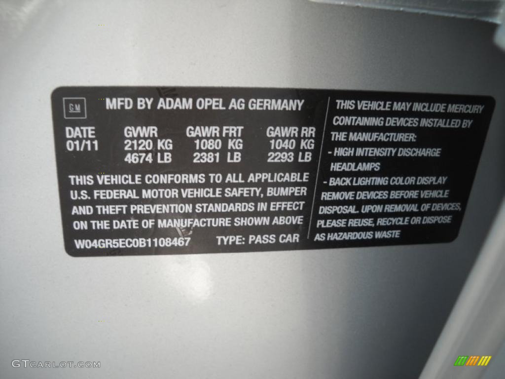 2011 Buick Regal CXL Info Tag Photo #48361873