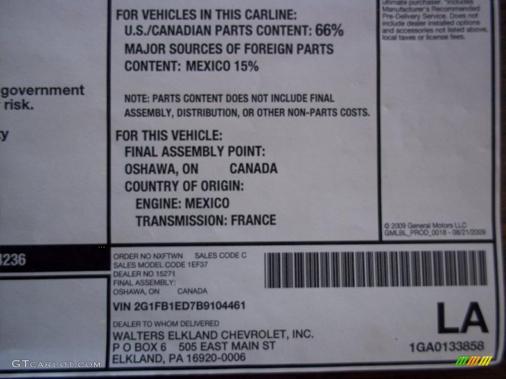2011 Chevrolet Camaro LT/RS Coupe Window Sticker Photo #48364570