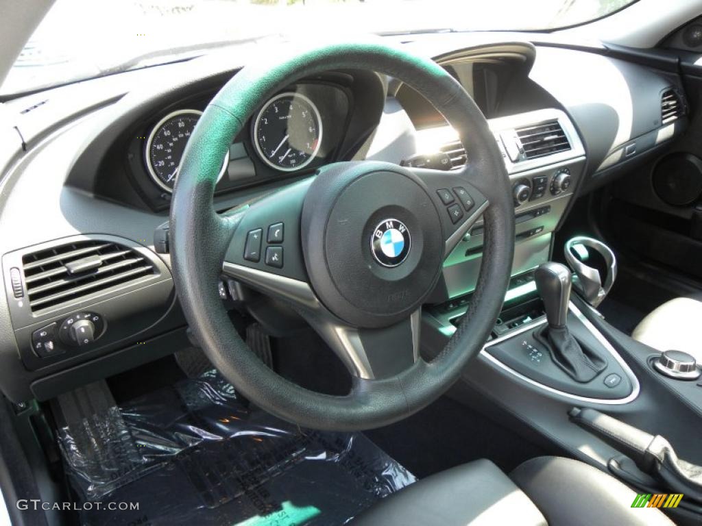 2007 BMW 6 Series 650i Coupe Black Steering Wheel Photo #48368893