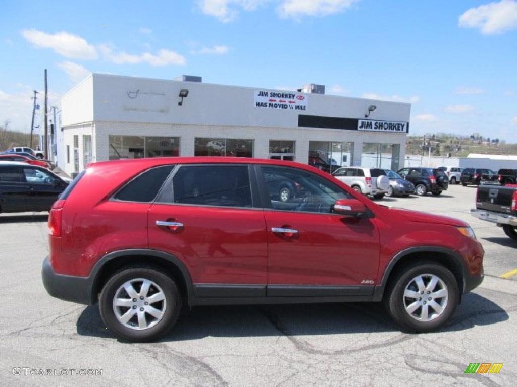 2011 Sorento LX AWD - Spicy Red / Gray photo #2