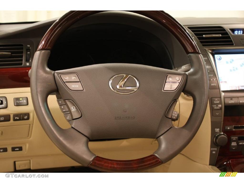 2009 Lexus LS 460 AWD Cashmere Beige Steering Wheel Photo #48373937