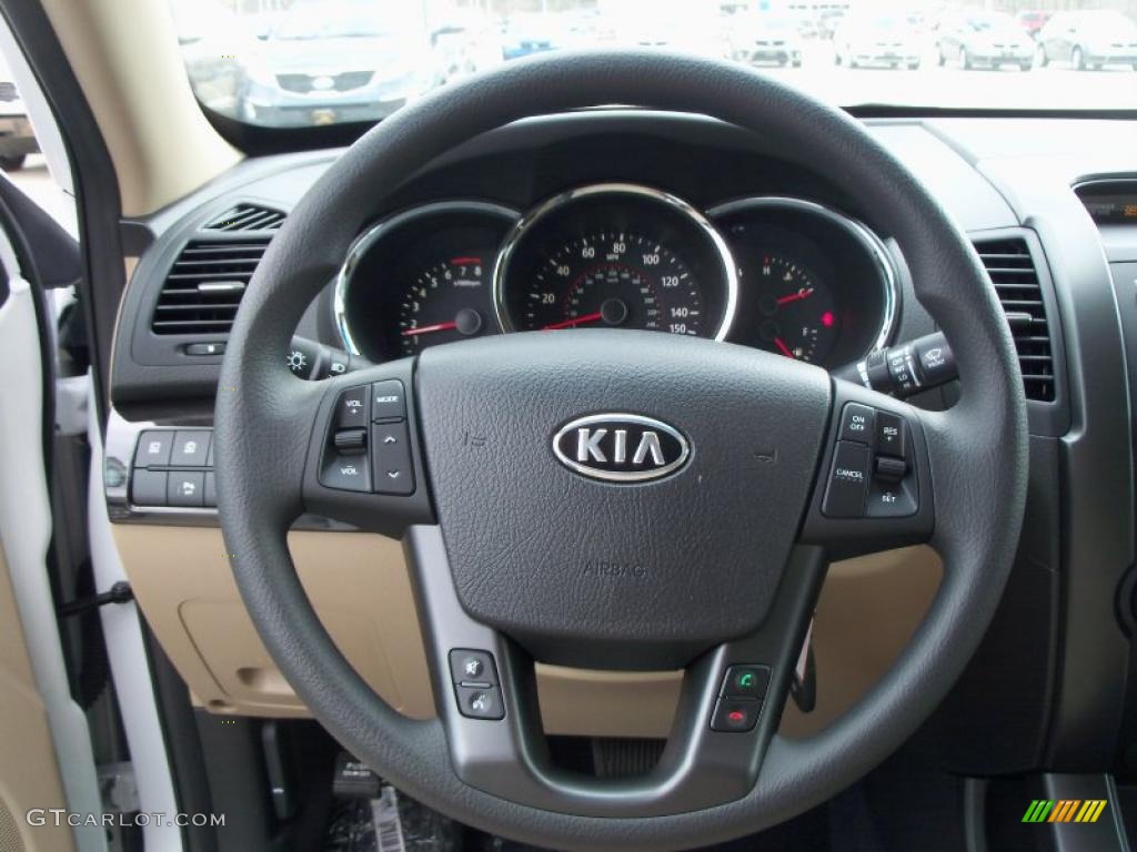 2011 Kia Sorento LX Beige Steering Wheel Photo #48381824