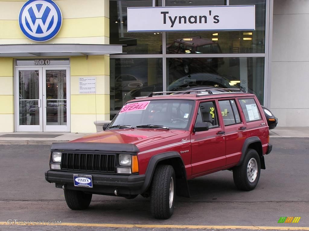 1992 Cherokee Sport 4x4 - Red / Gray photo #1