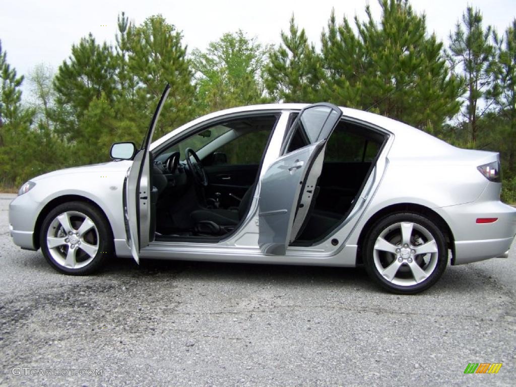 2005 MAZDA3 s Sedan - Sunlight Silver Metallic / Black/Red photo #14