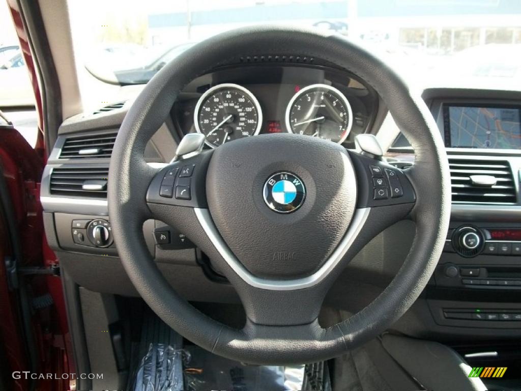2010 BMW X6 xDrive35i Black Steering Wheel Photo #48396609